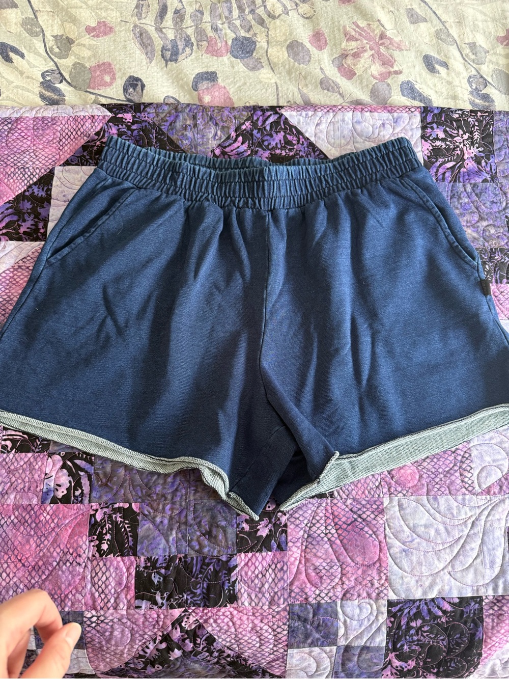 Fabletics Navy Blue Elastic-Waist Athletic Shorts